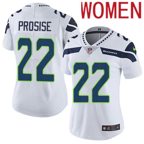 Women Seattle Seahawks #22 C. J. Prosise Nike White Vapor Limited NFL Jersey->women nfl jersey->Women Jersey
